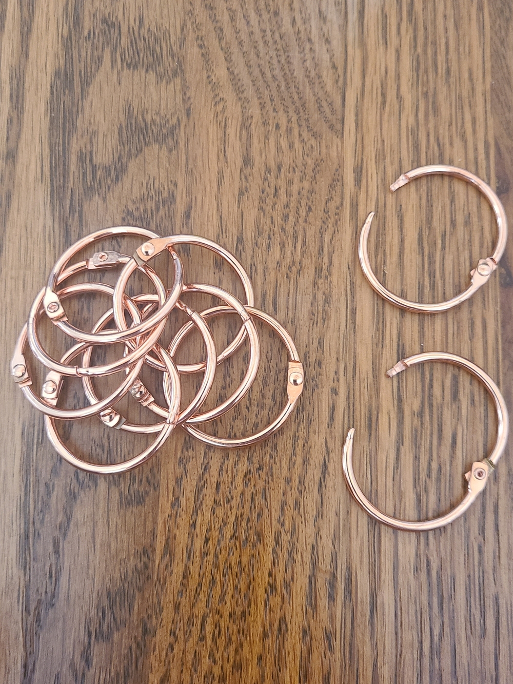 Rose Gold Loose Leaf Book Binder Rings.